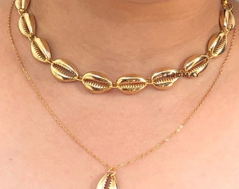 Cowrie choker gold necklace, choker Chain gold, Cowrie Bracelet , shell necklace, sea shell necklace gold, Gift For Her, For Mother, Friends