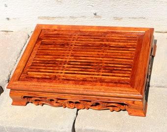Vintage Carved Wooden Sheng Tang Tea Vessel, Tea Tray - NIB