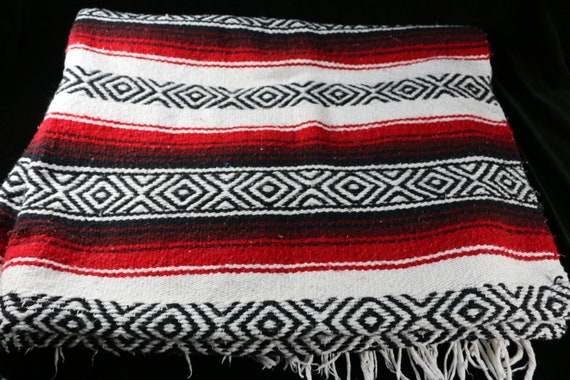 Blanket Striped Red Black and White - Made in Mexico - Etsy