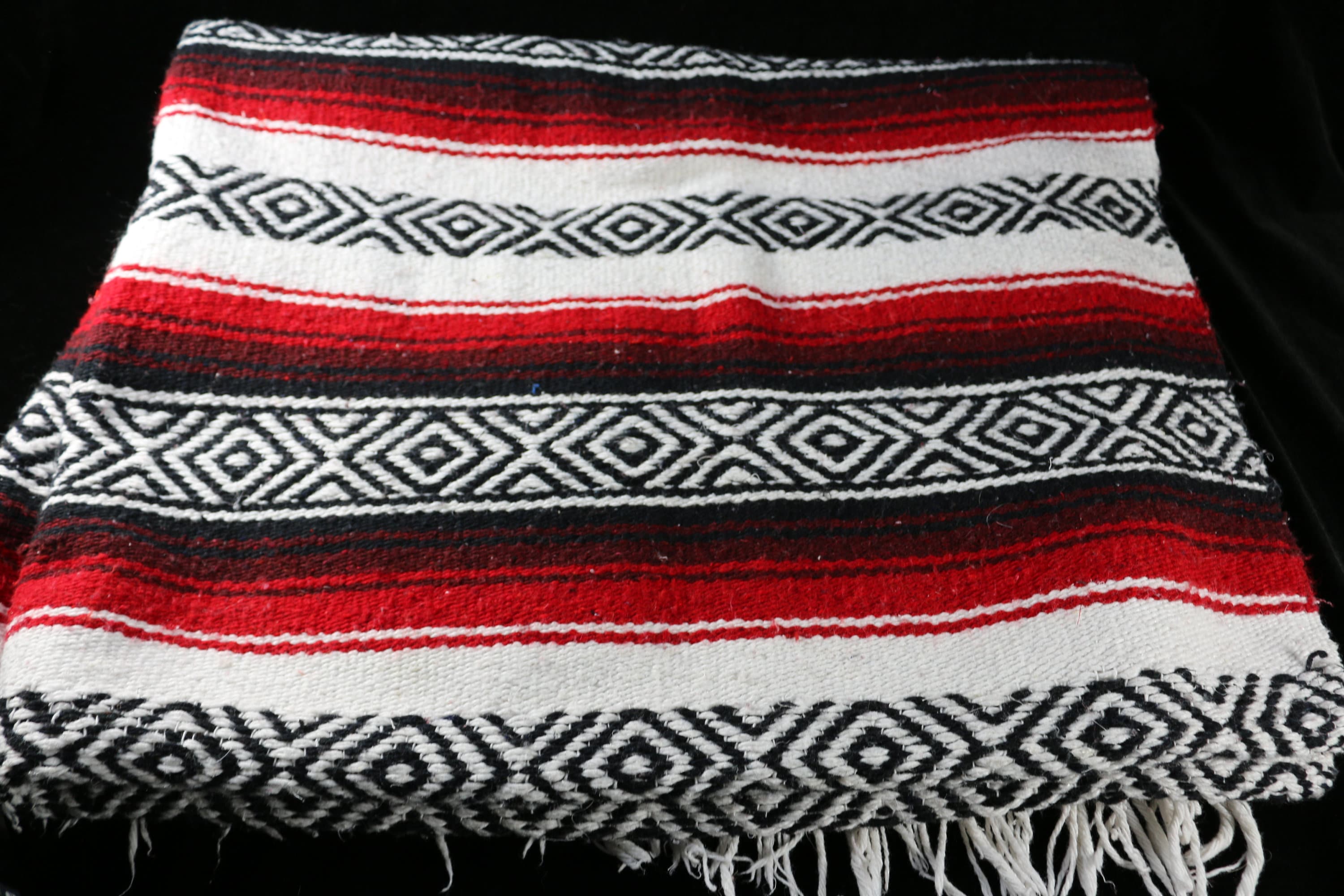 Blanket Striped Red Black and White - Made in Mexico - Etsy