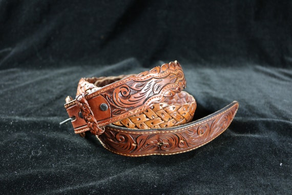 Gorgeous Vintage hand-tooled leather belt s-l400.jpg main image 2
