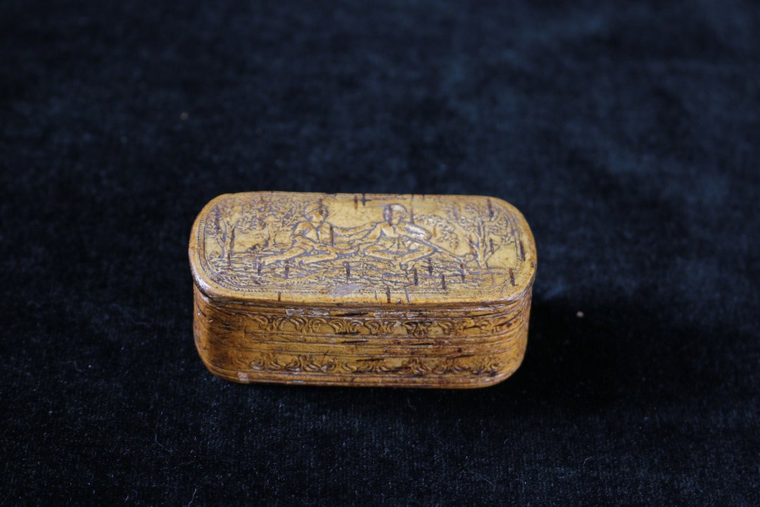 Antique German Snuff Box Birch Bark Laminate Etsy