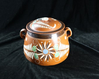 Covered Bean Pot Tlaquepaque Redware Large