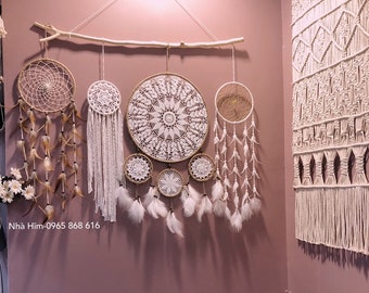 White and brown dream catcher wall hanging, large dreamcatcher, dream catchers, baby girl nursery