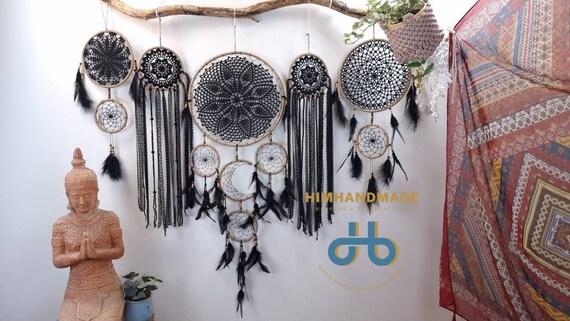 Déco Murale Macramé - Attrape-rêves Boho Grand Format, Set De 5 Pièces - Neuf