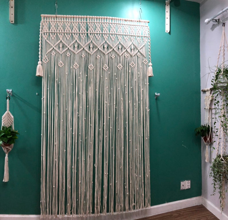 Macrame Curtain Boho Curtain Curtain Backdrop Curtain Etsy