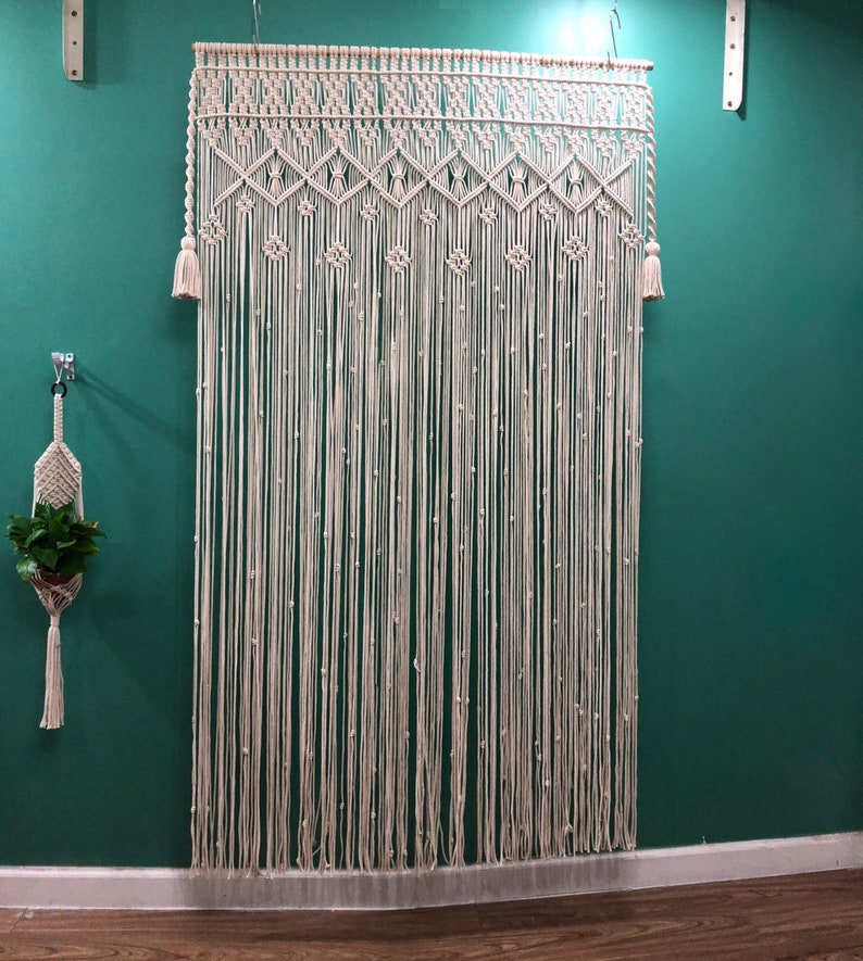 Macrame Curtain Boho Curtain Curtain Backdrop Curtain Etsy