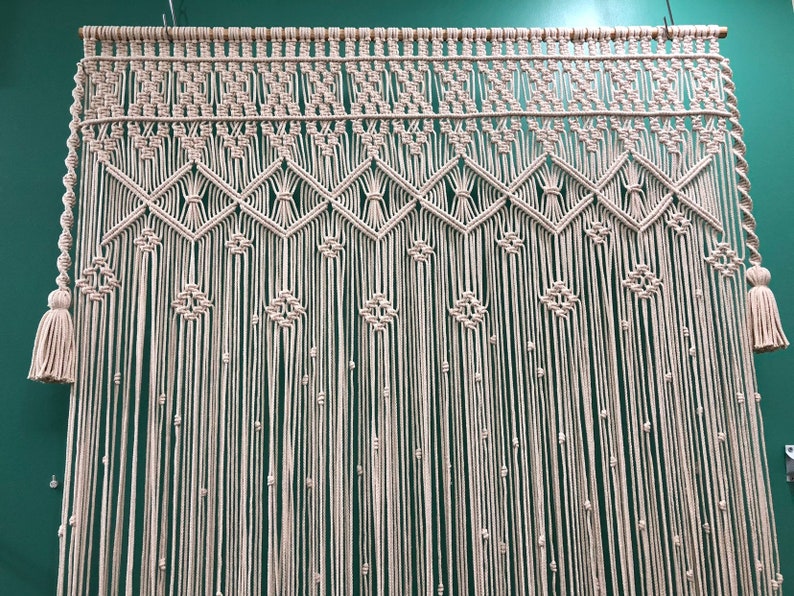 Macrame Curtain Boho Curtain Curtain Backdrop Curtain Etsy