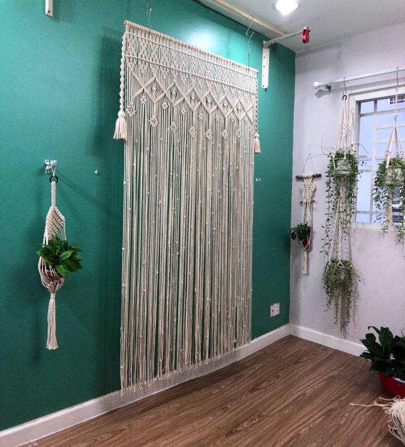 Macrame Curtain Boho Curtain Curtain Backdrop Curtain Etsy