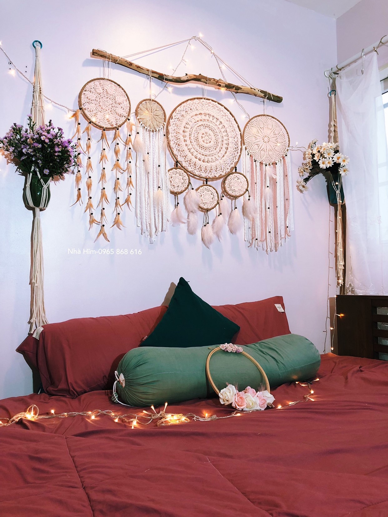 Dream Catchers, Pink Dream Catcher Wall Hanging, Large