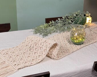 Macrame Table Runner: Perfect for Dining, Events, and Weddings - Ideal for Boho, Rustic Decor  and more