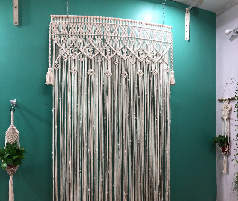 Macrame Curtain Boho Curtain Curtain Backdrop Curtain Etsy
