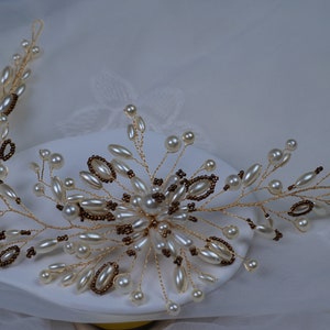 Handcrafted Bridal Headband | Bridal Hair Vine | Elegant Pearl Headpiece | Pearl Wedding Hair Accessory | Customizable Bridal Hairpiece