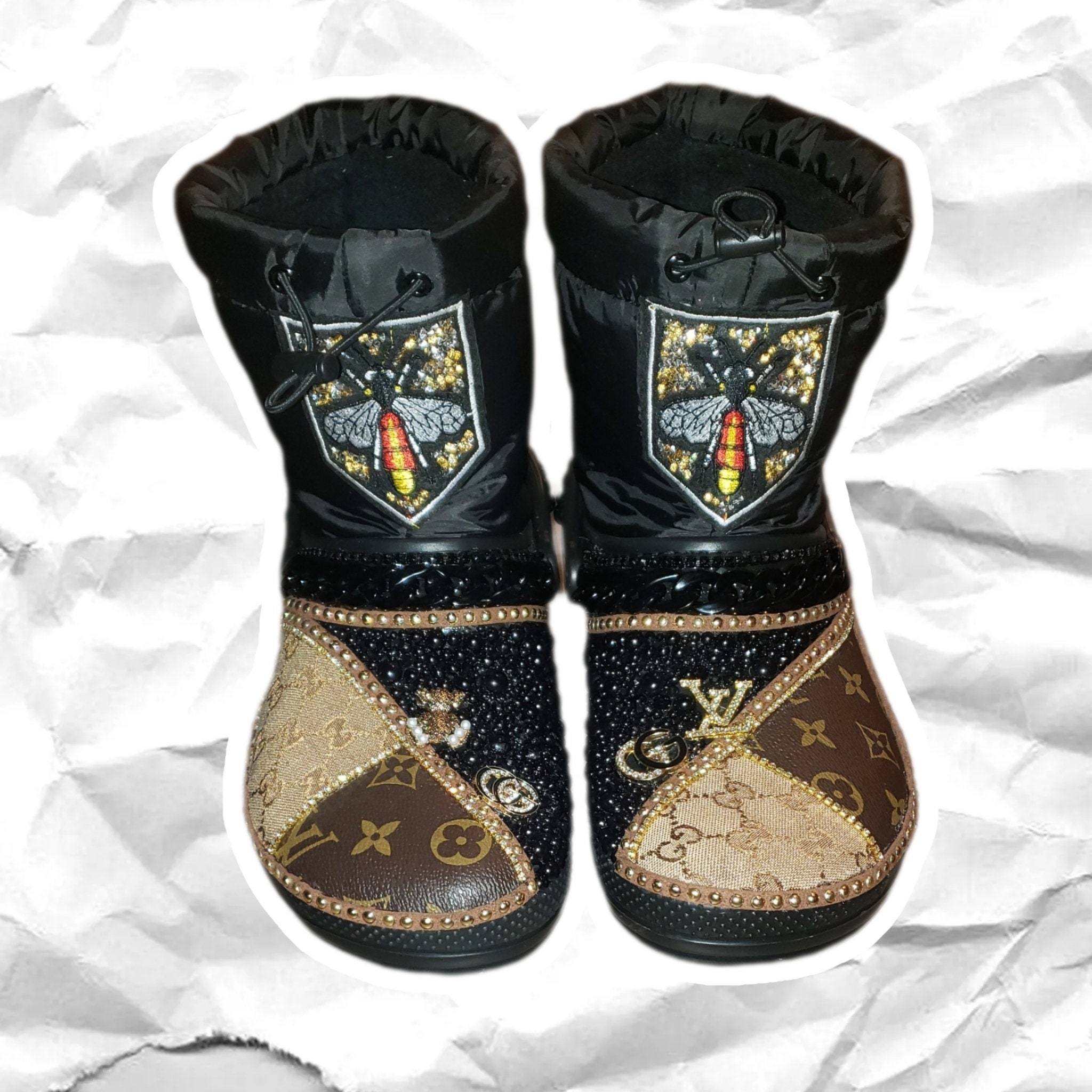 rhinestone crocs louis vuitton｜TikTok Search