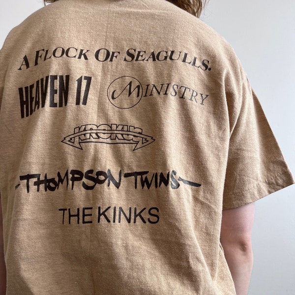 Vintage Arista Record Promo T Shirt New Wave Ministry A Flock of Seagulls Krokus The kinks Thompson Twins