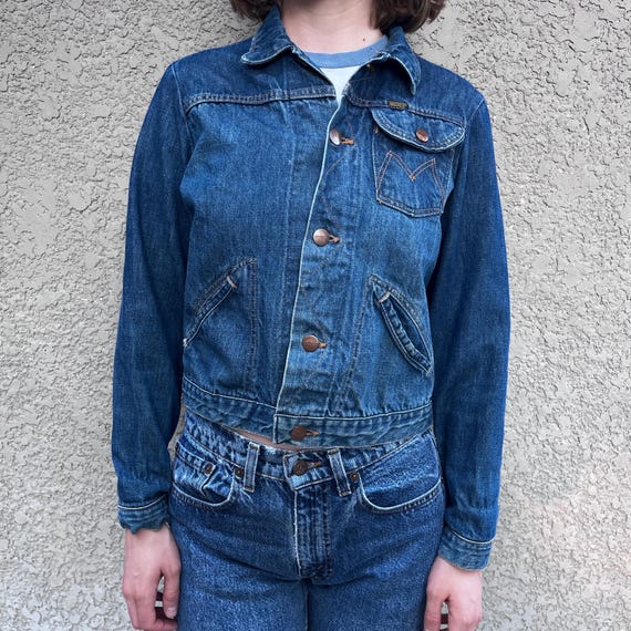 Vintage 60s Denim Trucker Jacket: Women's Small Selvedge Maverick