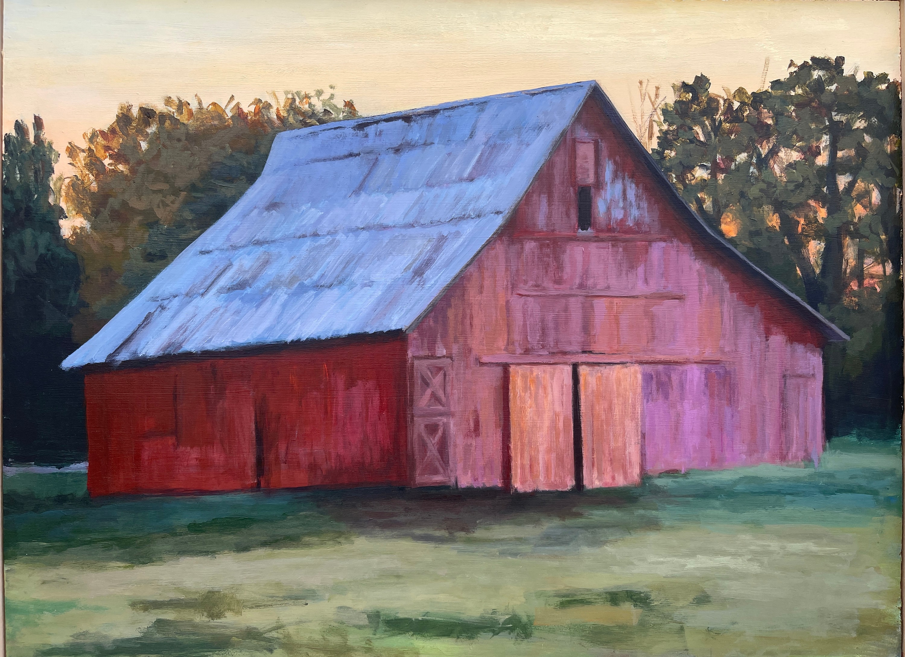 Red Barn Art Original Barn Painting Barn Landscape Modern Etsy