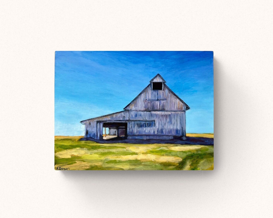 Rustic Barn Wall Art, Barn Painting Original, Barn Landscape Art