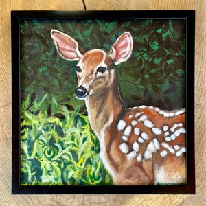 Deer Painting, Woodland Deer Art, Small Deer Canvas, Doe Art on Canvas, Baby Deer Painting, Fawn on Canvas, Fawn Art, Mother&#39;s Day Gift