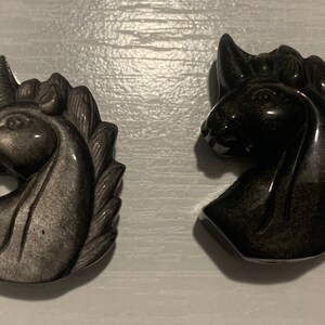 Golden Sheen Obsidian Unicorn • Silver Sheen Obsidian Unicorn