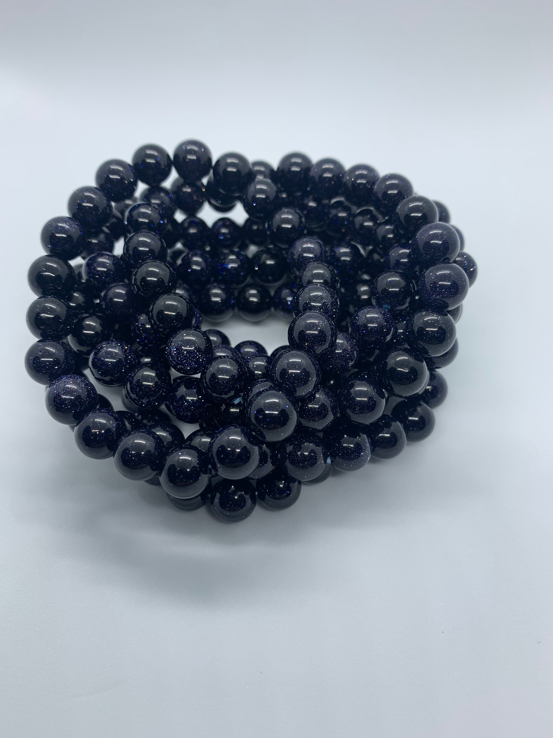 ブルーサンドストーンブレスレット• 8 mm • 知恵 • 勇気 - Etsy 日本