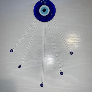 Glass Evil Eye Pendant • Blessings • Protection• Sterling Silver