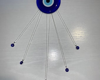 Glass Evil Eye Pendant • Blessings • Protection• Sterling Silver