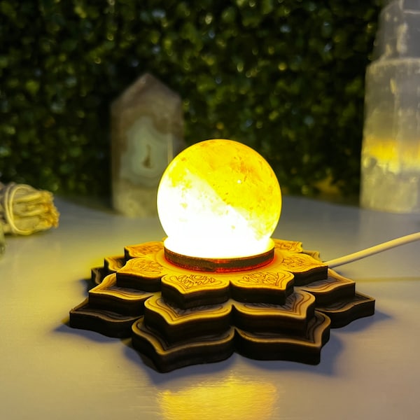 Wood LED Lighted Display Base 3.94 Inch Wooden Lamp Holders Wood Lighted Base Stand for Crystal Spheres