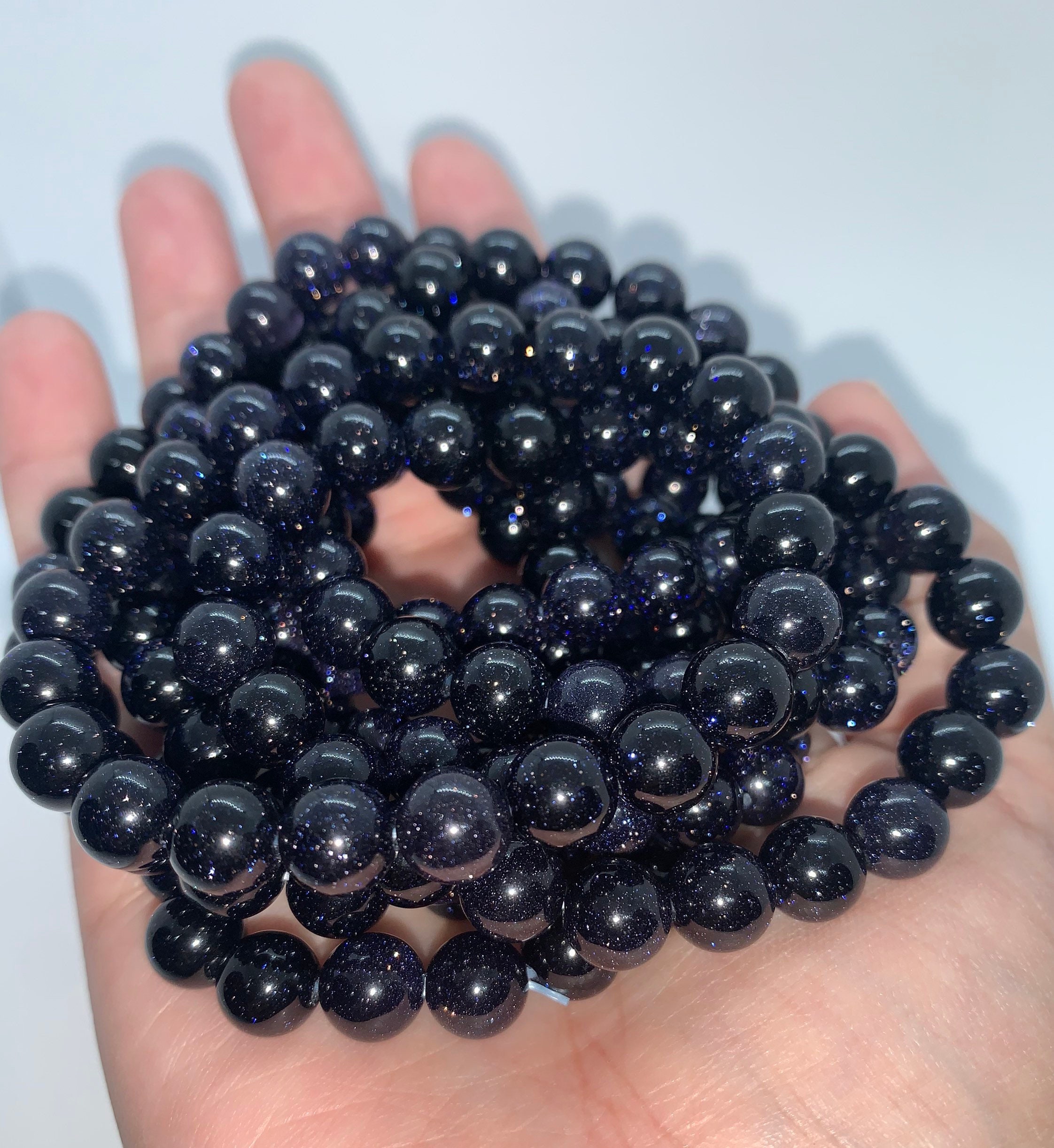 ブルーサンドストーンブレスレット• 8 mm • 知恵 • 勇気 - Etsy 日本