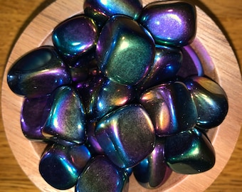 Rainbow Aura Obsidian tumbles• 20-30mm