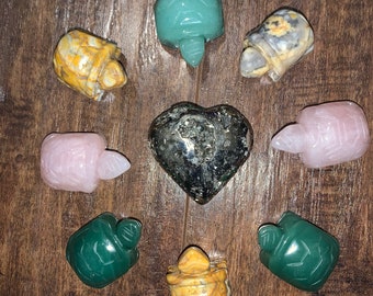 Turtles• rose quartz • crazy lace agate • green aventurine