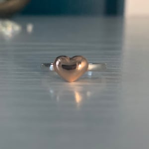 Two tone rose gold sterling silver heart ring • Size 6