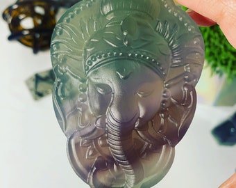 Beautiful Rainbow Fluorite Ganesha Carving