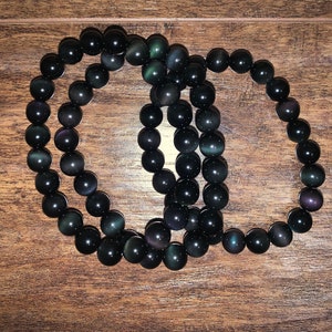 Rainbow sheen obsidian bracelets • 8mm