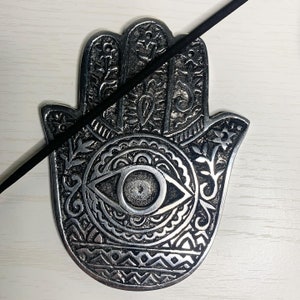 Hamsahand metalen wierookbrander • Onderzetter • Bescherming • Amulet • Hand van Fatima