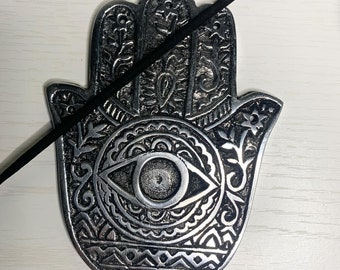 Hamsa Hand Metal Incense Burner • Trivet • Protection • Amulet • Hand of Fatima