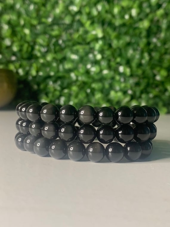8mm Gemstone Bead Bracelet - Rainbow Obsidian – Elevated Calm