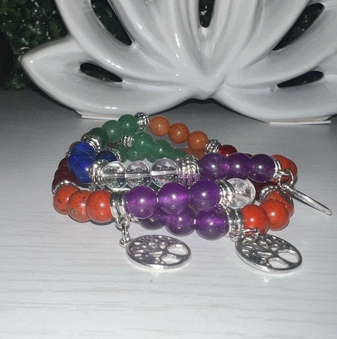 Tree of Life Chakra Stone Bracelet •7” • 8mm Beads - Etsy