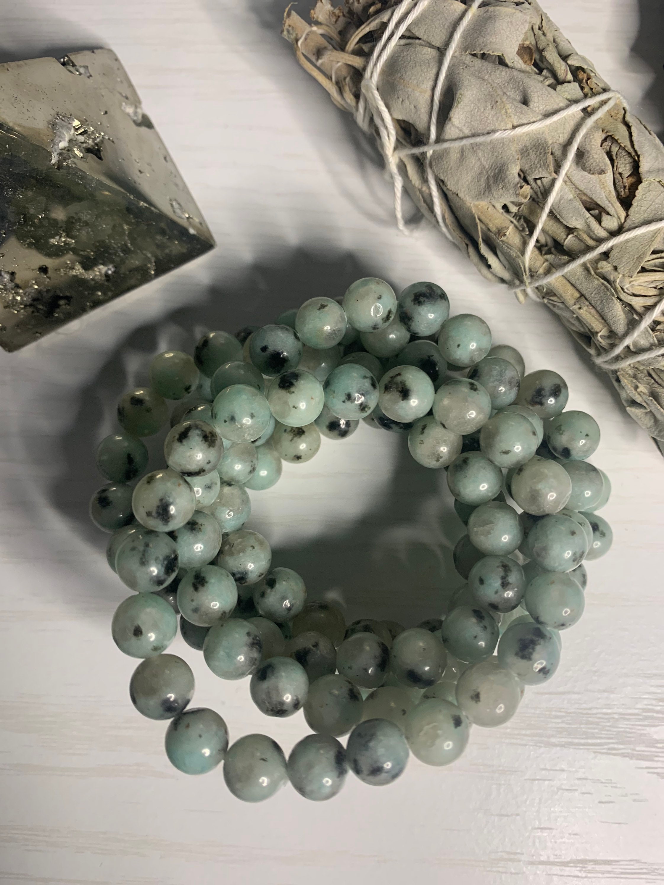 Kiwi Jasper Bracelets Sesame Jasper Bracelets Nurturing Etsy UK