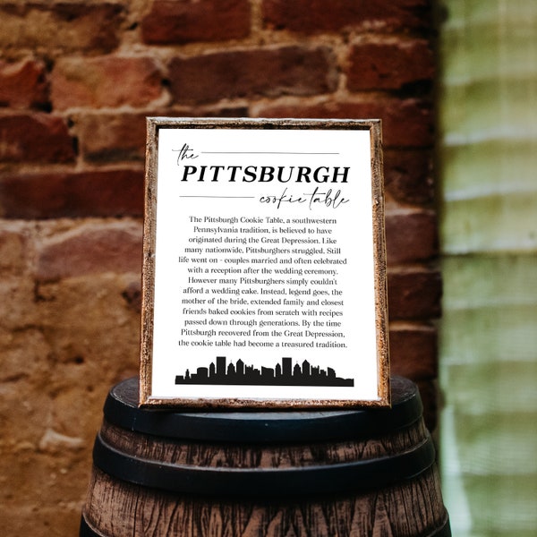 Editable Cookie Table Sign - Wedding Sign - Pittsburgh - Printable - Origin Story of Cookie Table - Tradition - 8"x10"