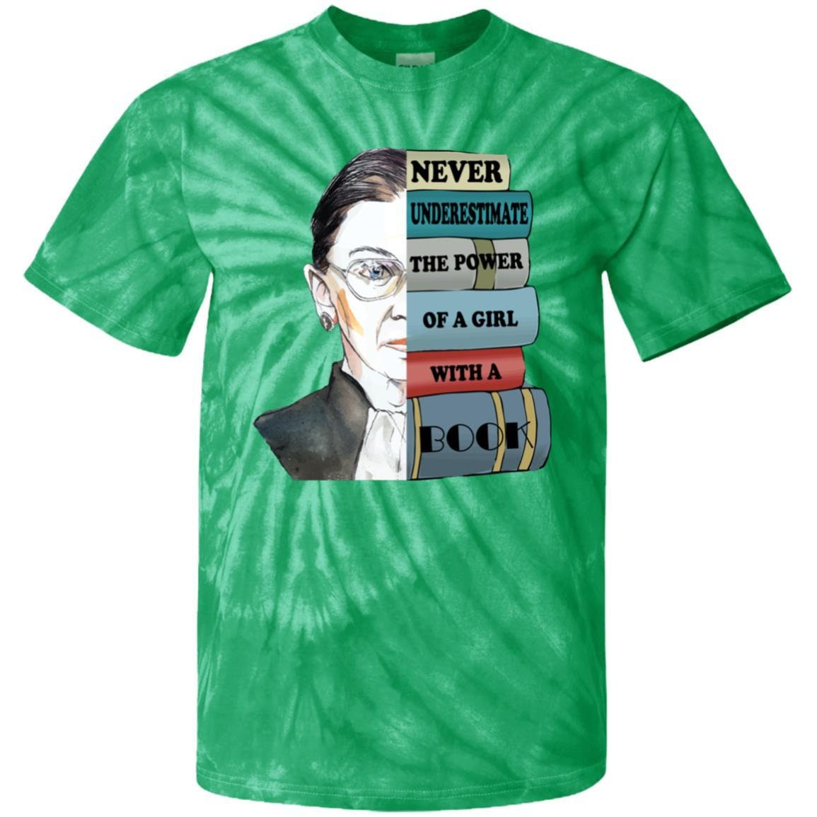 Image of Ruth Bader Ginsburg Tie Dye Shirt | Never Underestimate The Power Of A Girl With Book Notorious Rbg 100% Cotton T-Shirt
