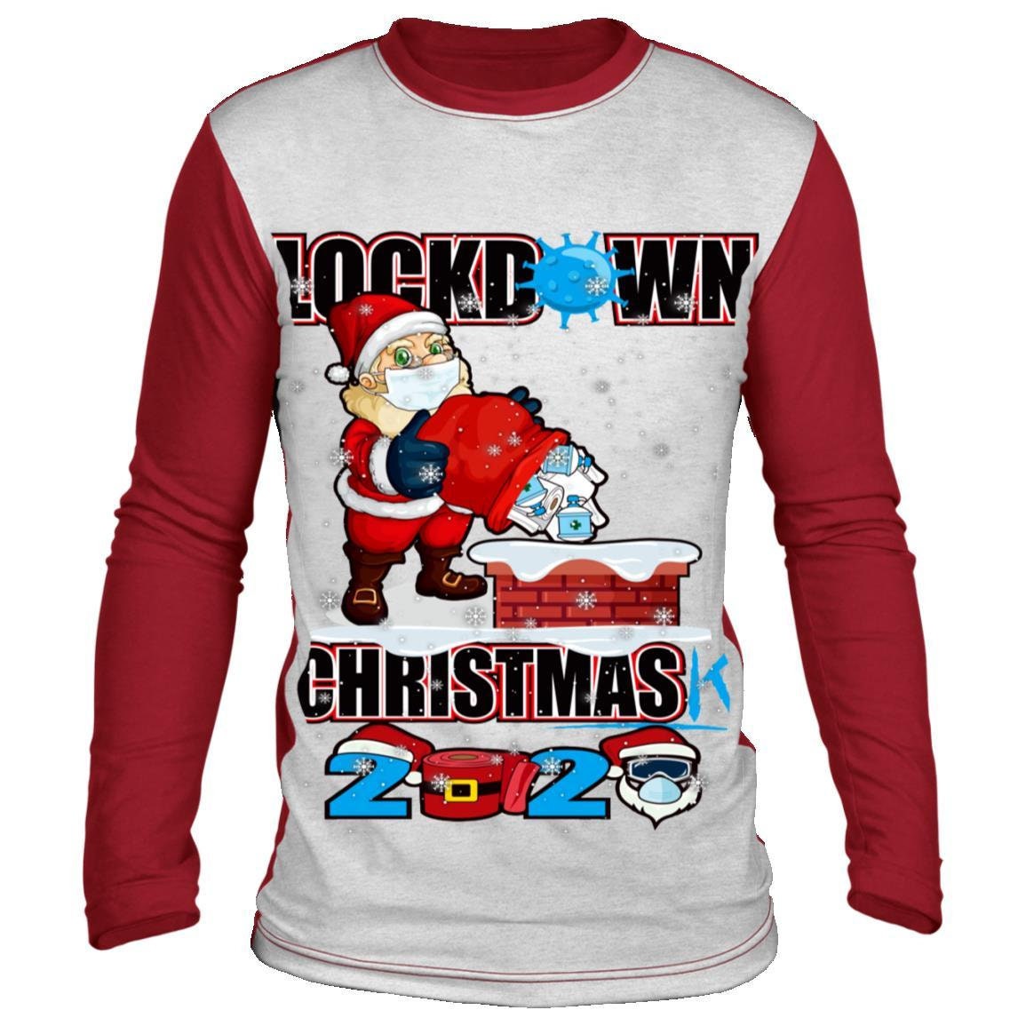 Image of Funny Lockdown Christmas 2020, Quarantine Santa Claus Matching Pajama Gift Idea, 2020 Long Sleeve Shirt