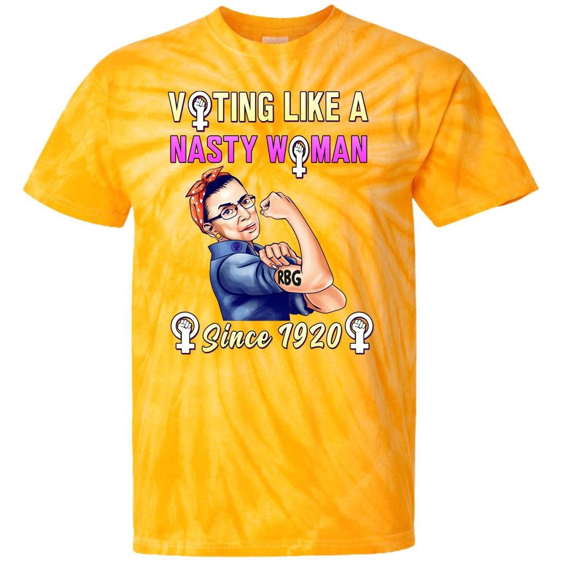Image of Ruth Bader Ginsburg Tie Dye Shirt || Voting Like A Nasty Woman Since 1920 | Notorious Rbg 100% Cotton T-Shirt