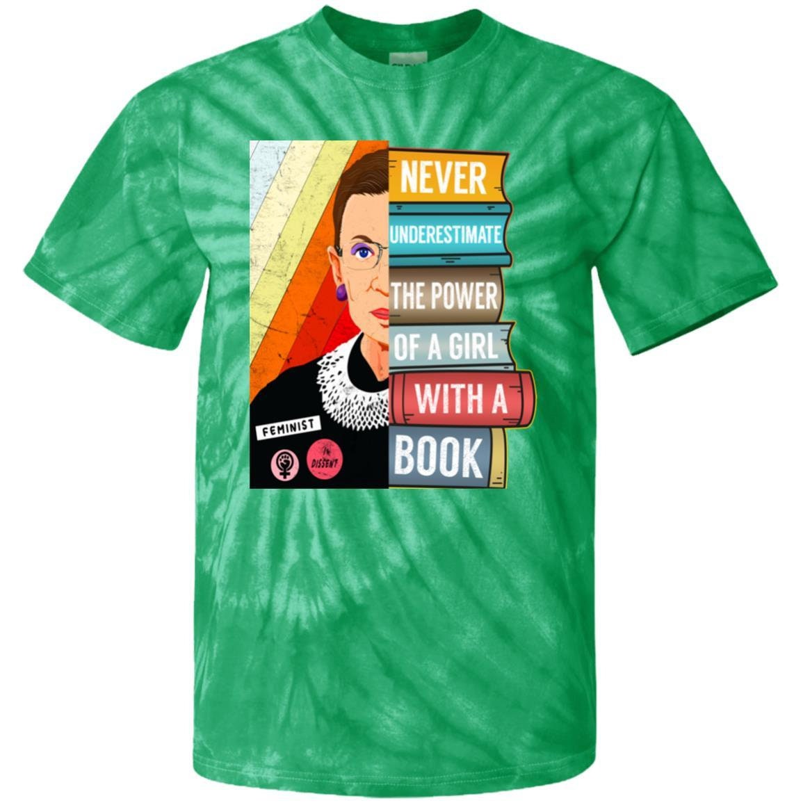Image of Ruth Bader Ginsburg Tie Dye Shirt | Never Underestimate Power Of Girl With A Book 100% Cotton T-Shirt
