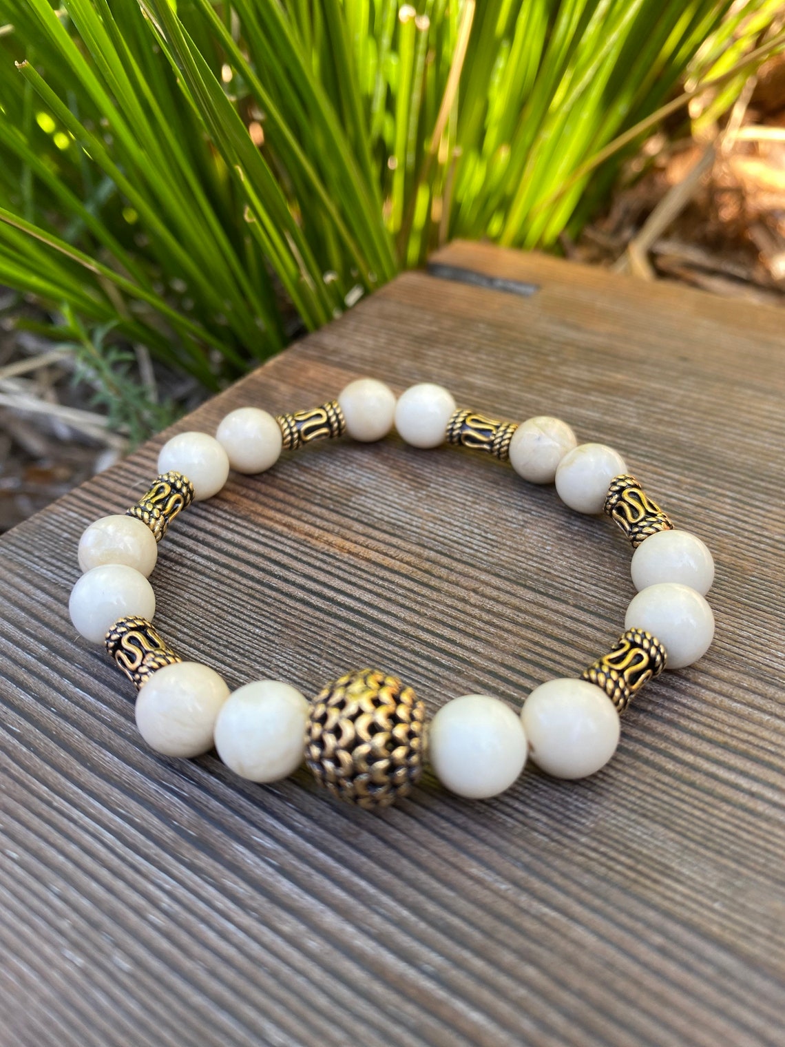 Jade With Gold Accent Beads - Etsy UK