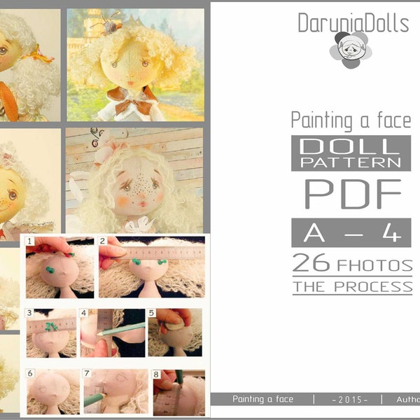 PDF, face painting Cloth Doll,PDF Sewing Tutorial. he step-by-step guide.