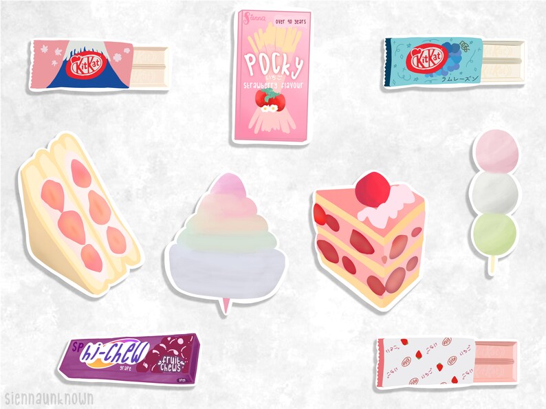 Japanese Snack Stickers Asian Snack Sticker Cakes Kitkat Etsy