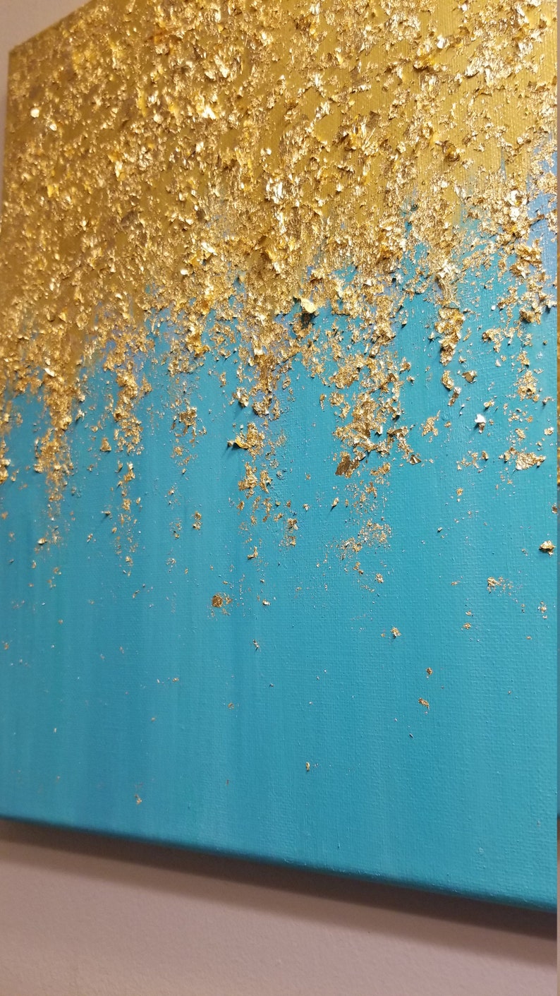 Custom Gold Flake Acrylic Painting Vibrant Textured Etsy