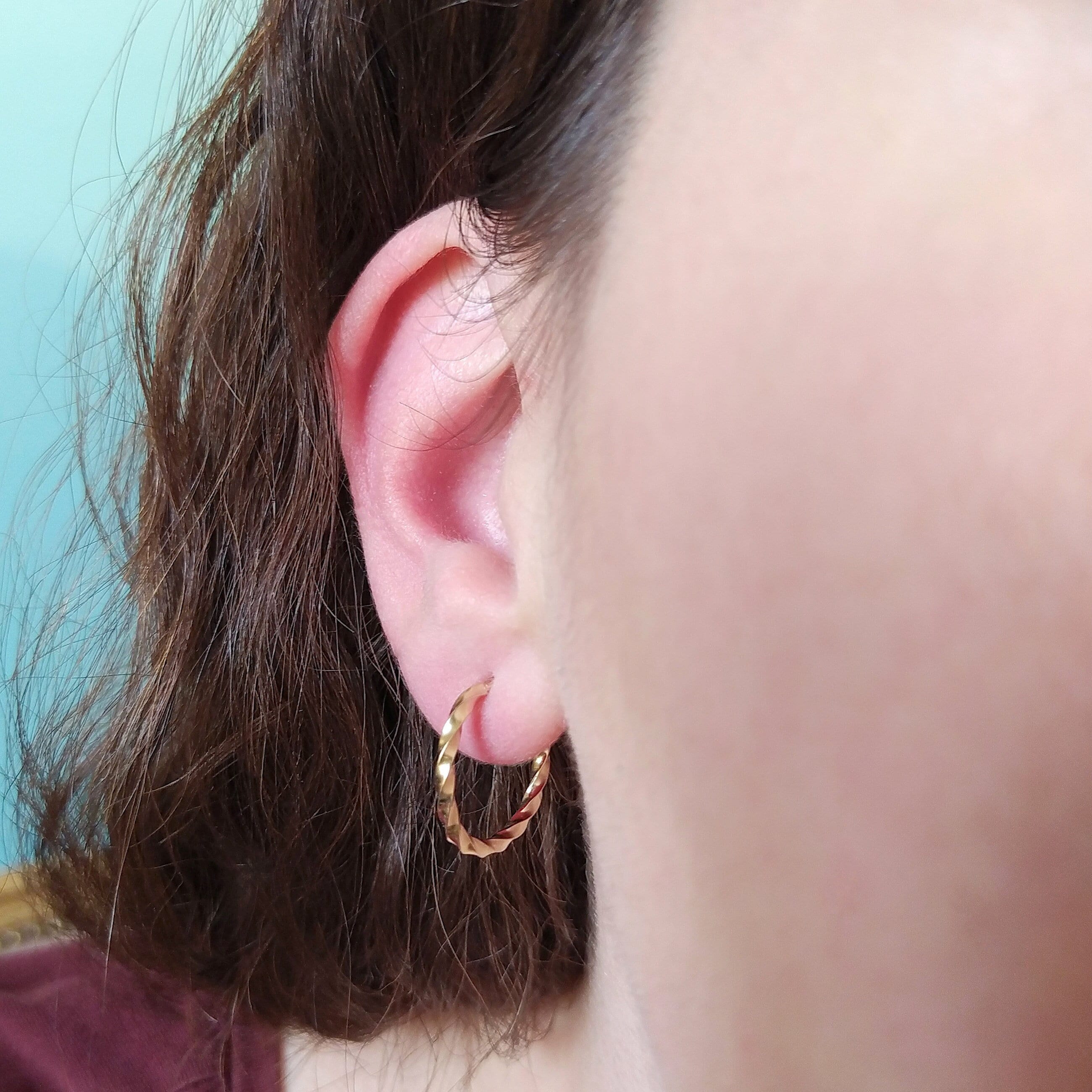 Golden Twisted Hoop Earrings | Blair - Etsy