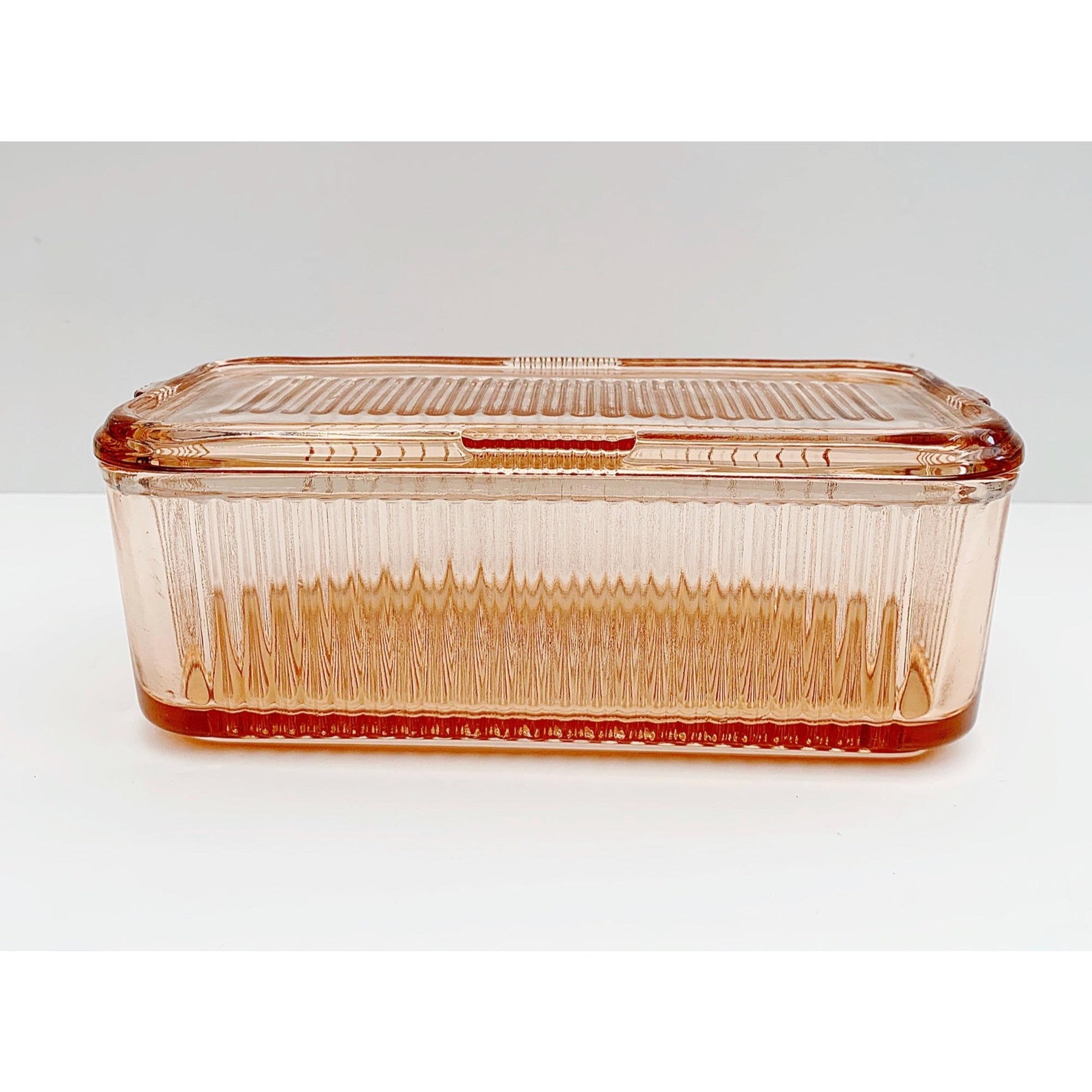 Vintage Pink Depression Glass Refrigerator Dish Etsy